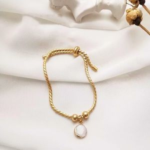 Elegant snake twist chain bracelet natural shell drop adjustable bracelet